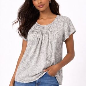 Dolan Left Coast Collection Gray Snake Print Pleated Top S